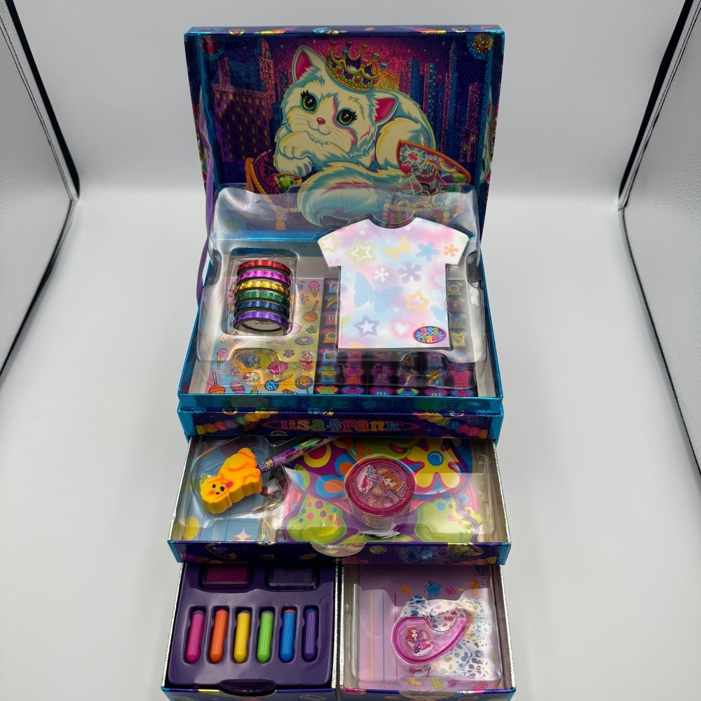 Rare Lisa Frank‎ Vintage Stationery Box Purrscilla the Cat Stickers Art Set